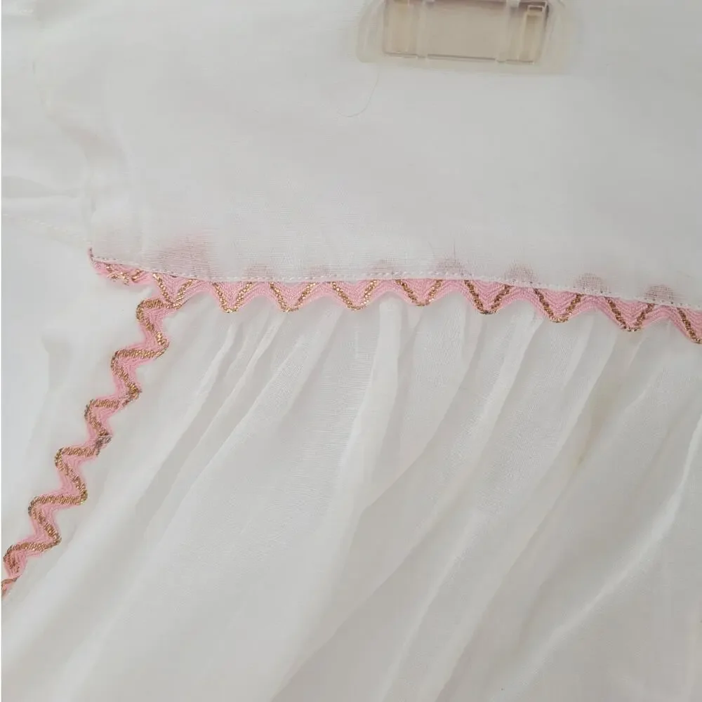 Vintage White‎ Pink Floral Half Apron Cottage Coquette Soft Girl Style